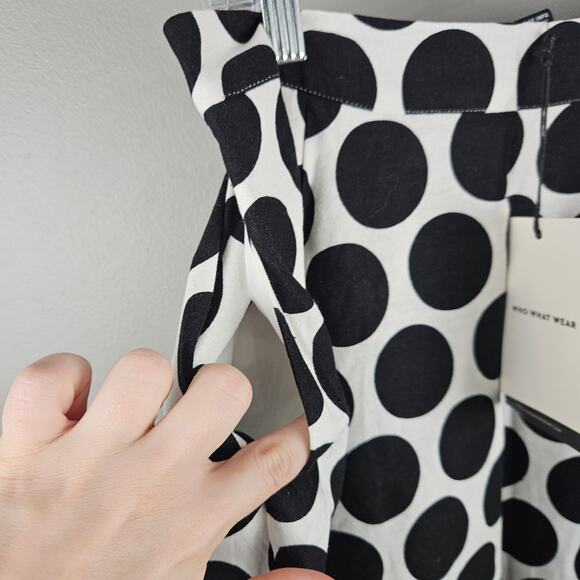 Black & White Polka Dot Linen Blend Midi Who What Wear Skirt Size 4 - Picture 3 of 7